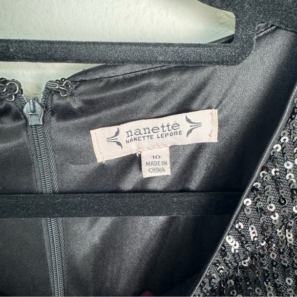 Nanette Lepore Black sequin long sleeve midi  party dress size 10 - Picture 4 of 14